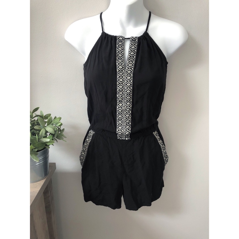 Printed Black Romper